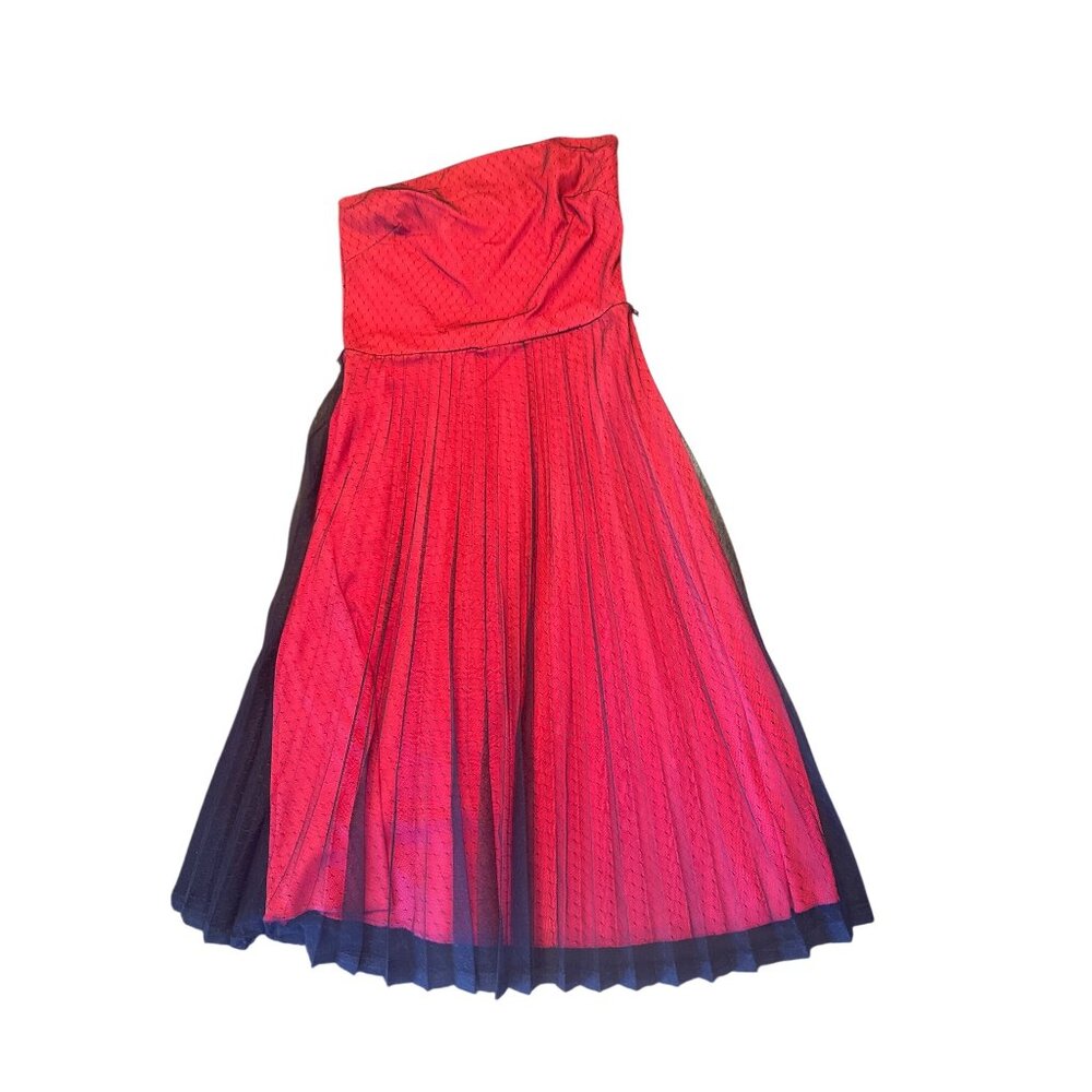 Vintage Y2K French Curve Strapless Red & Black Dress Small Whimsygoth Witchy